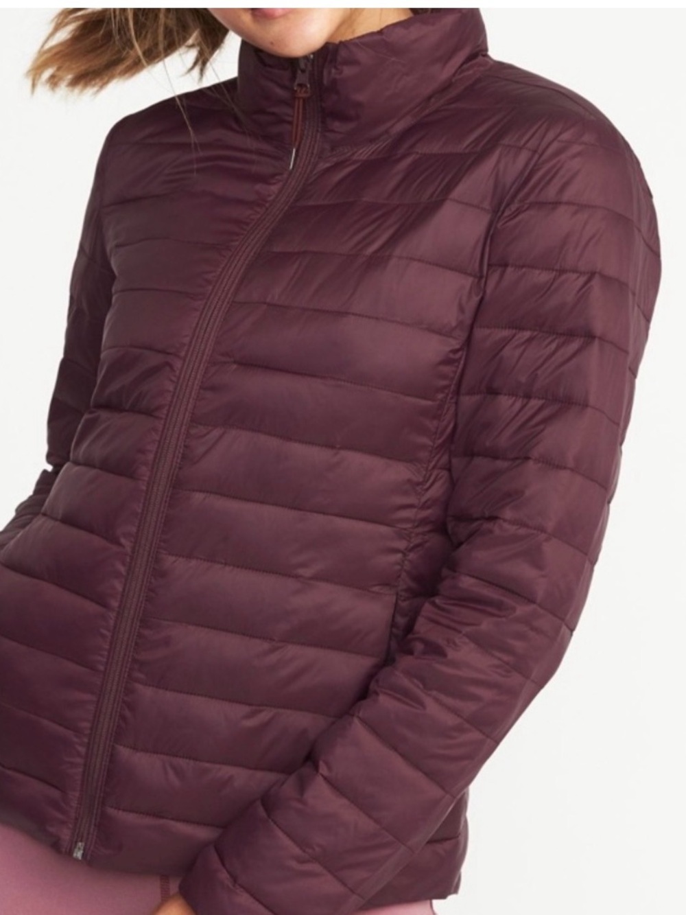 Old Navy Quilted Puffer Jacket in Plum